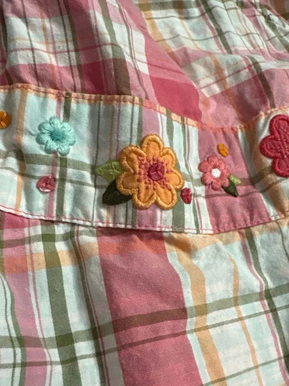 Gymboree Girls Plaid Embroidered Blouse Pink & Green Girls 4